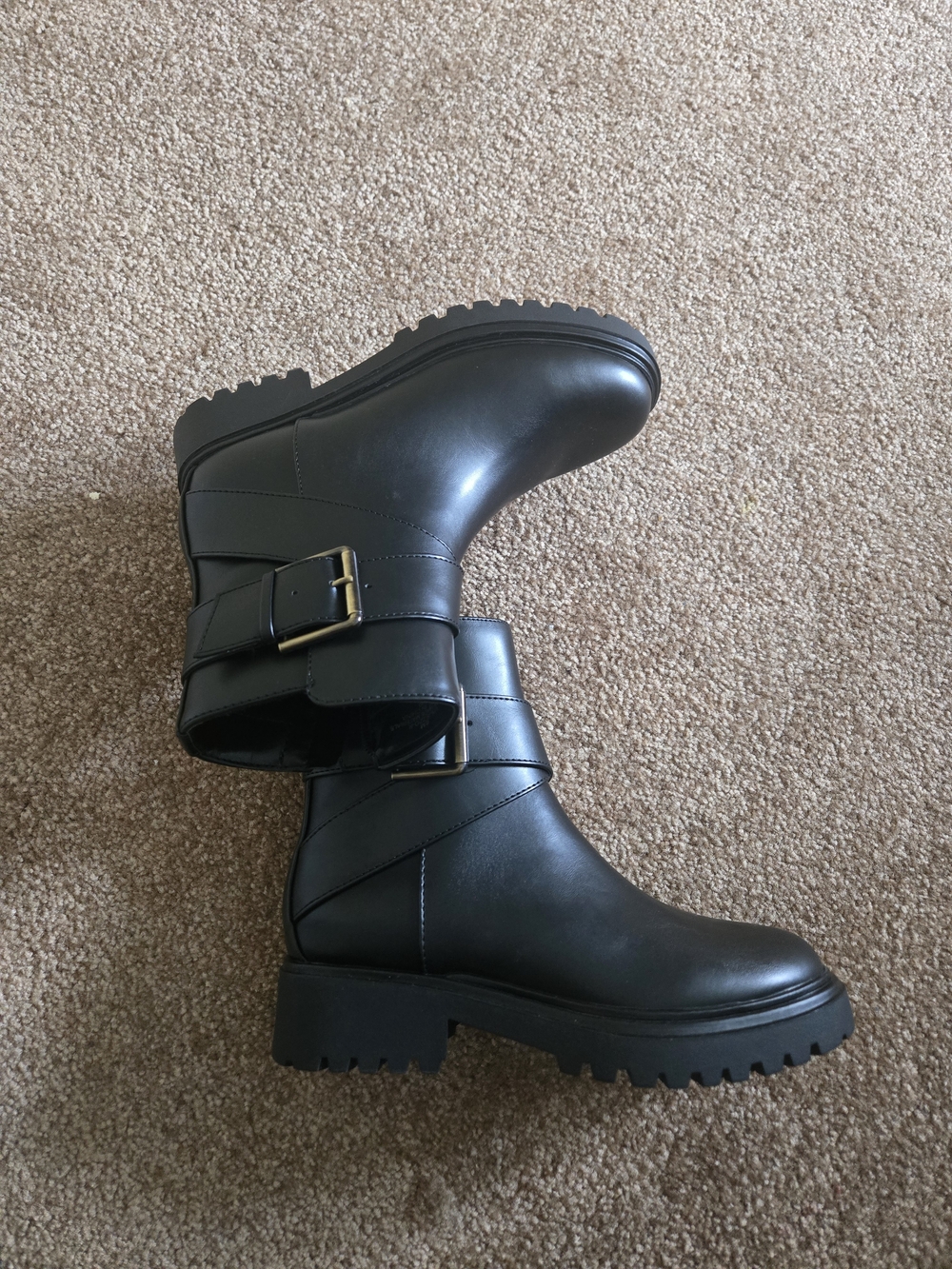 Black Buckle Strap Women's Ankle Boots